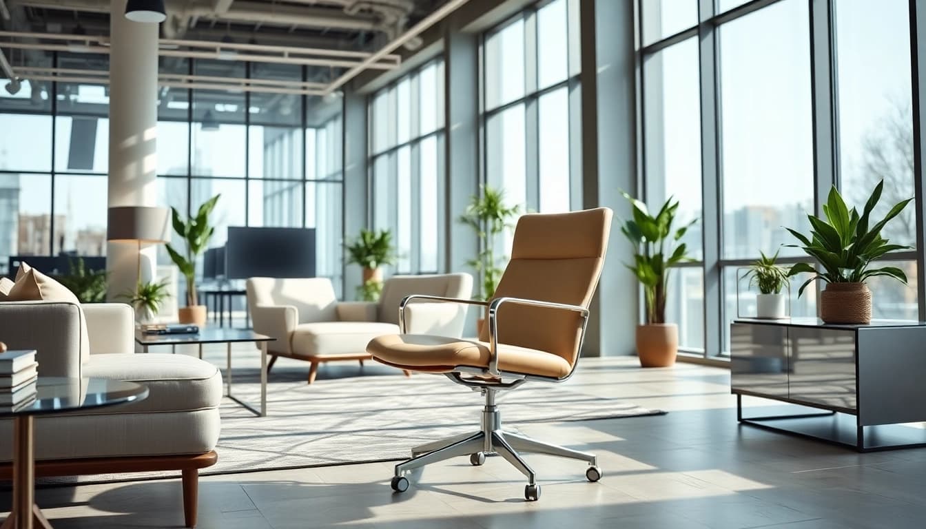 Refurbished Vitra chair in an elegant office setting, showcasing its stylish design and comfort.
