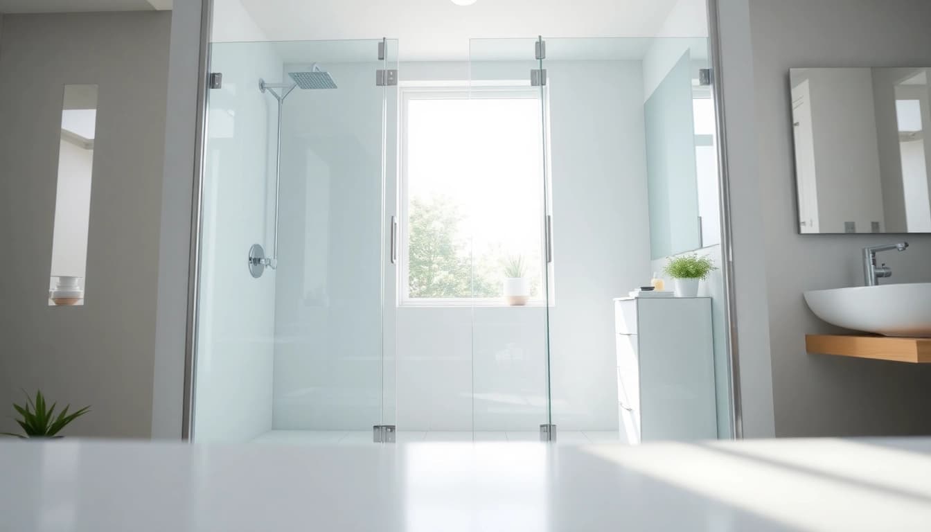 Duschkabine 80x80 in einem modernen Badezimmer mit stilvollen Details und natürlichem Licht.