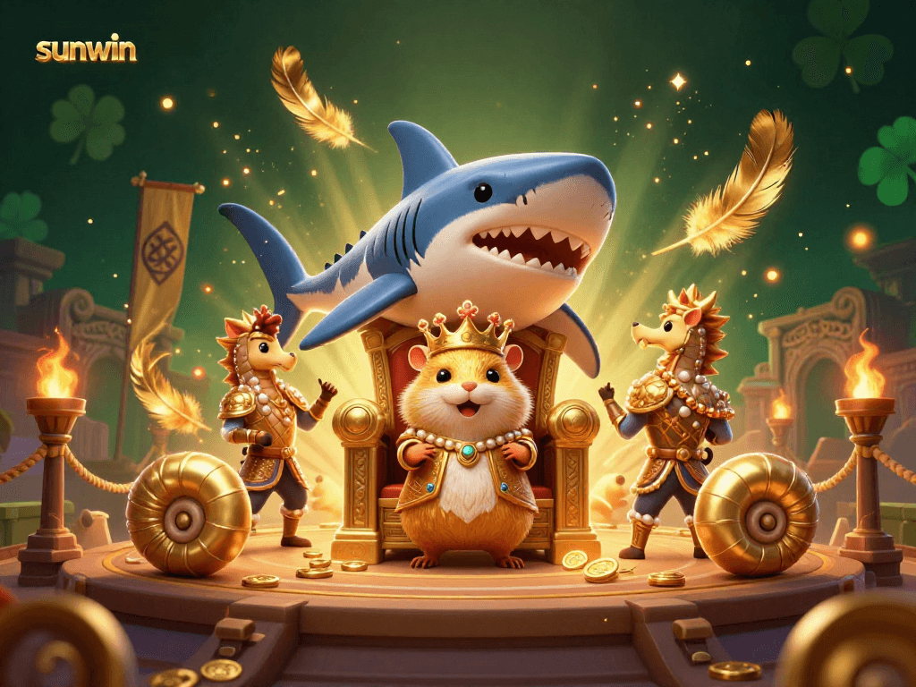 sunwin brings a fierce golden hamster king to life in a vibrant, action-packed casino scene