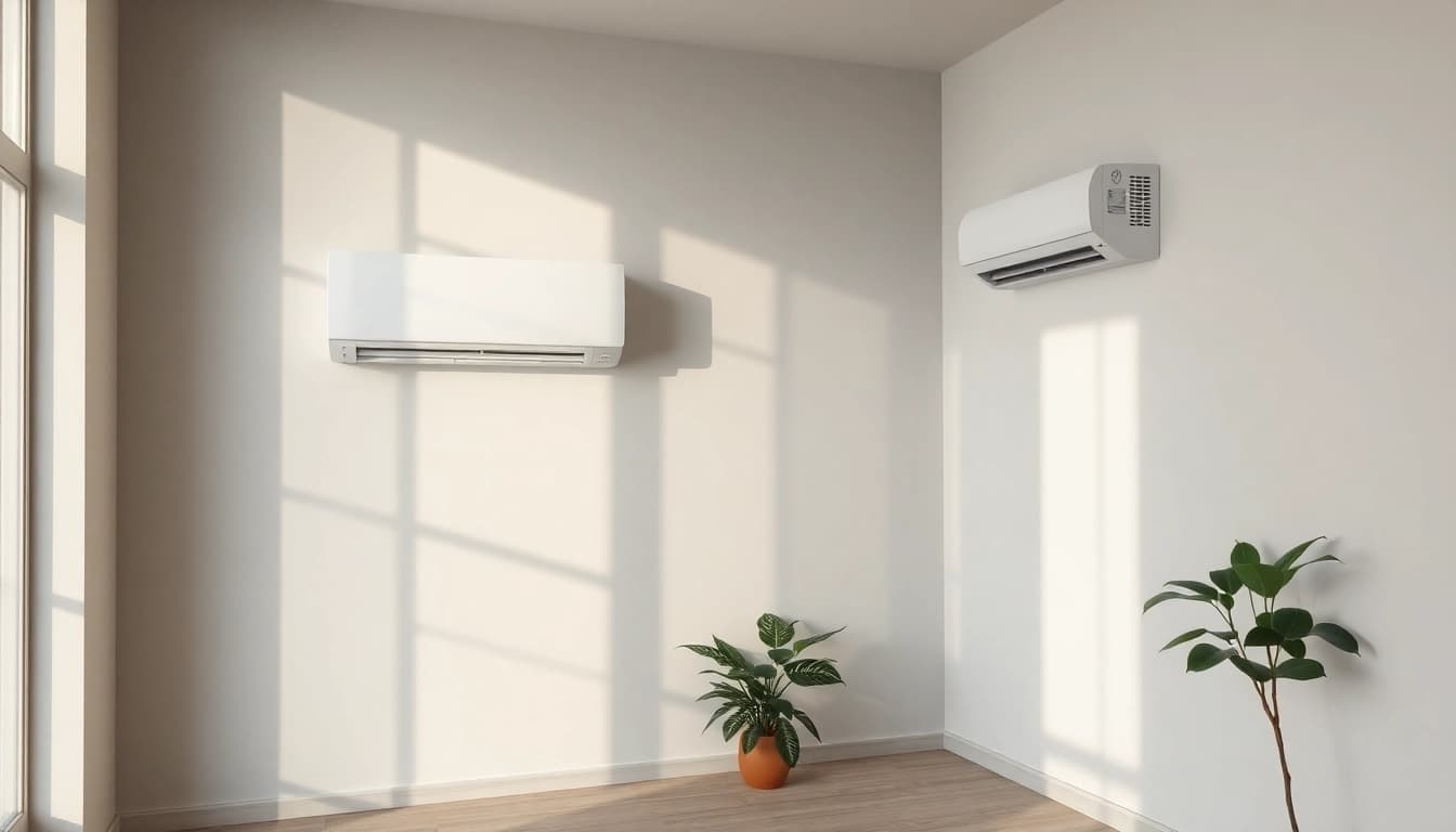 Efficient Klimaanlagen unit enriching a modern living space with a serene atmosphere.