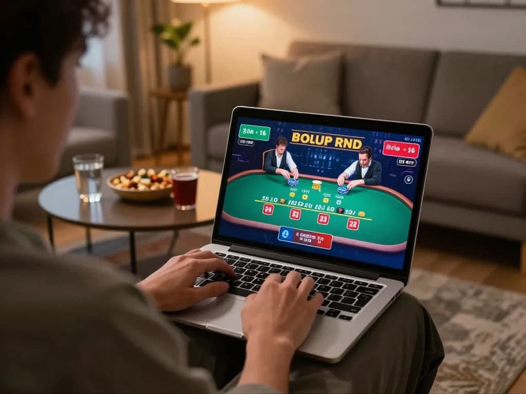 Player engaging in strategic blackjack gameplay on mk8 platform at home