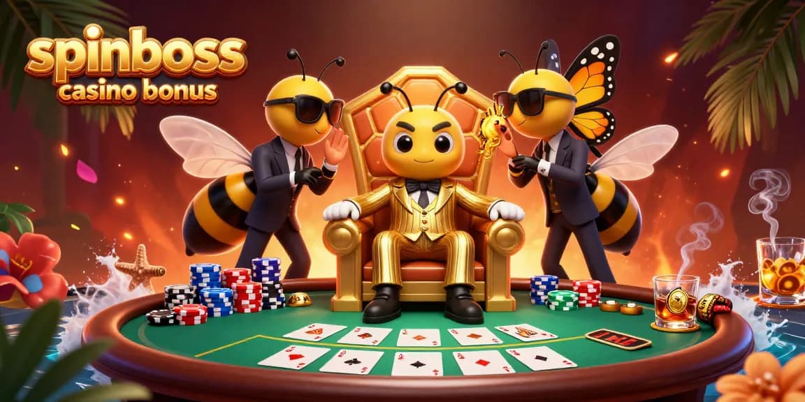 Überblick über den SpinBoss Casino Bonus mit aufregenden Spielelementen.
