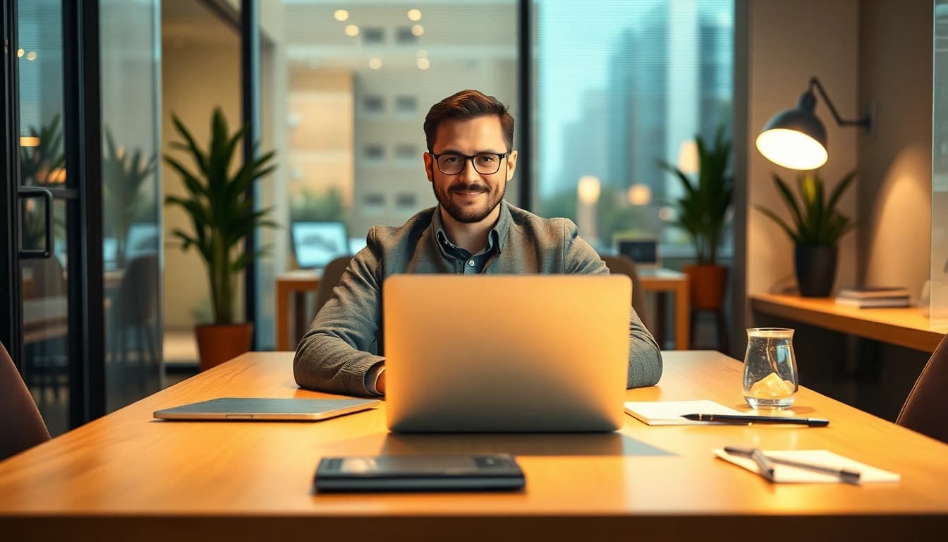 Headhunter Gastronomie präsentiert seine Expertise in einem modernen Büro mit Gastronomie-Elementen.