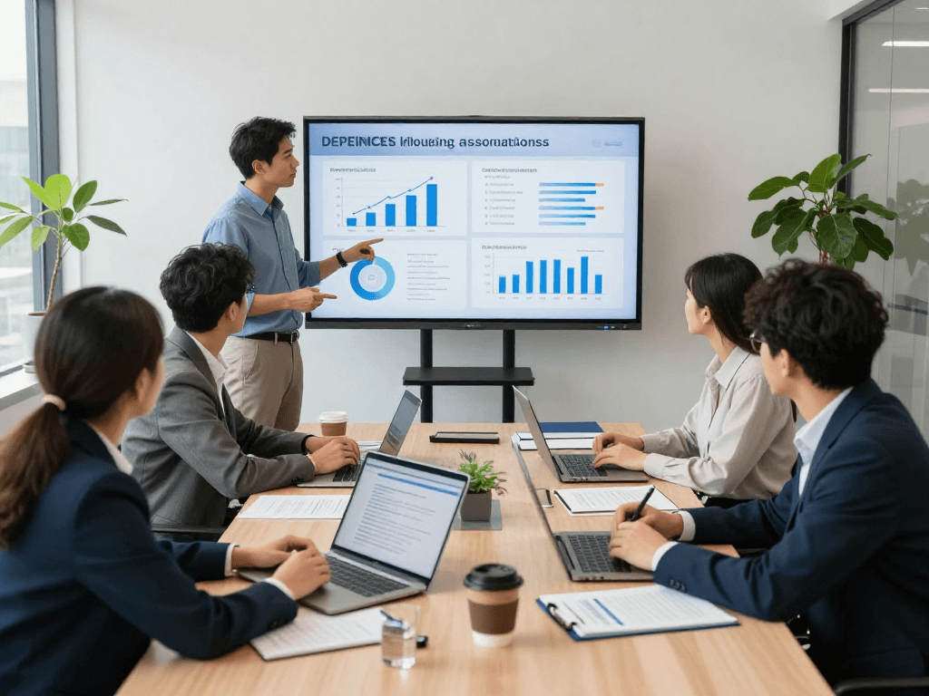 Wirtschaft und Verwaltung Wohnungsbaugenossenschaften discussing compliance strategies in a modern office.