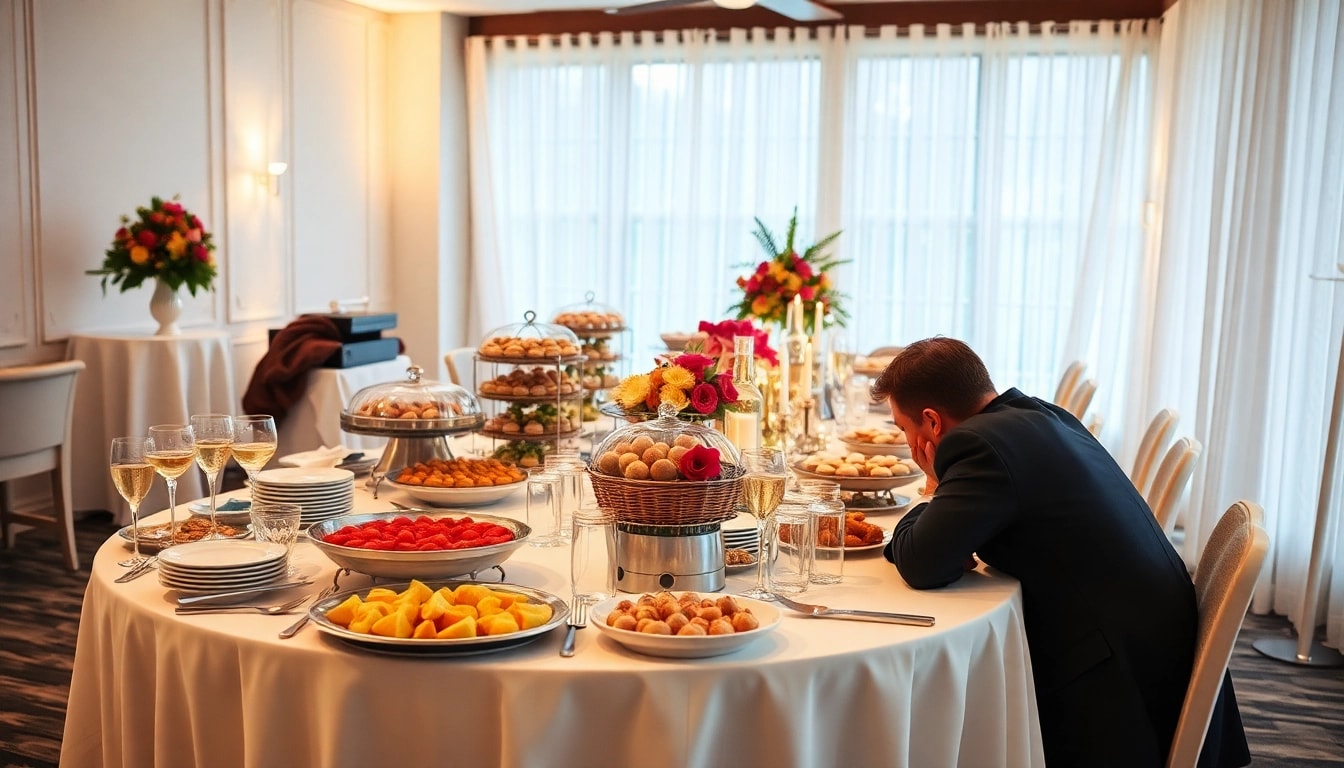 Partyservice - Genießen Sie ein ansprechend dekoriertes Buffet mit Vielfalt und Stil für Ihre Feier.
