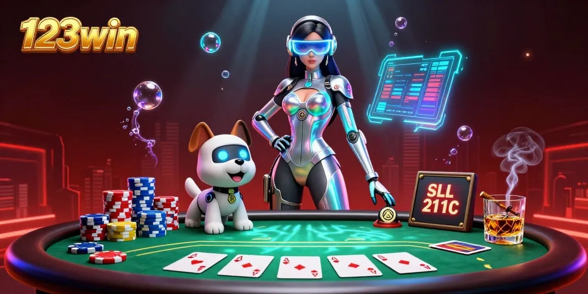 Experience exciting gameplay at 123win with a stunning digital casino illustration featuring engaging game elements.