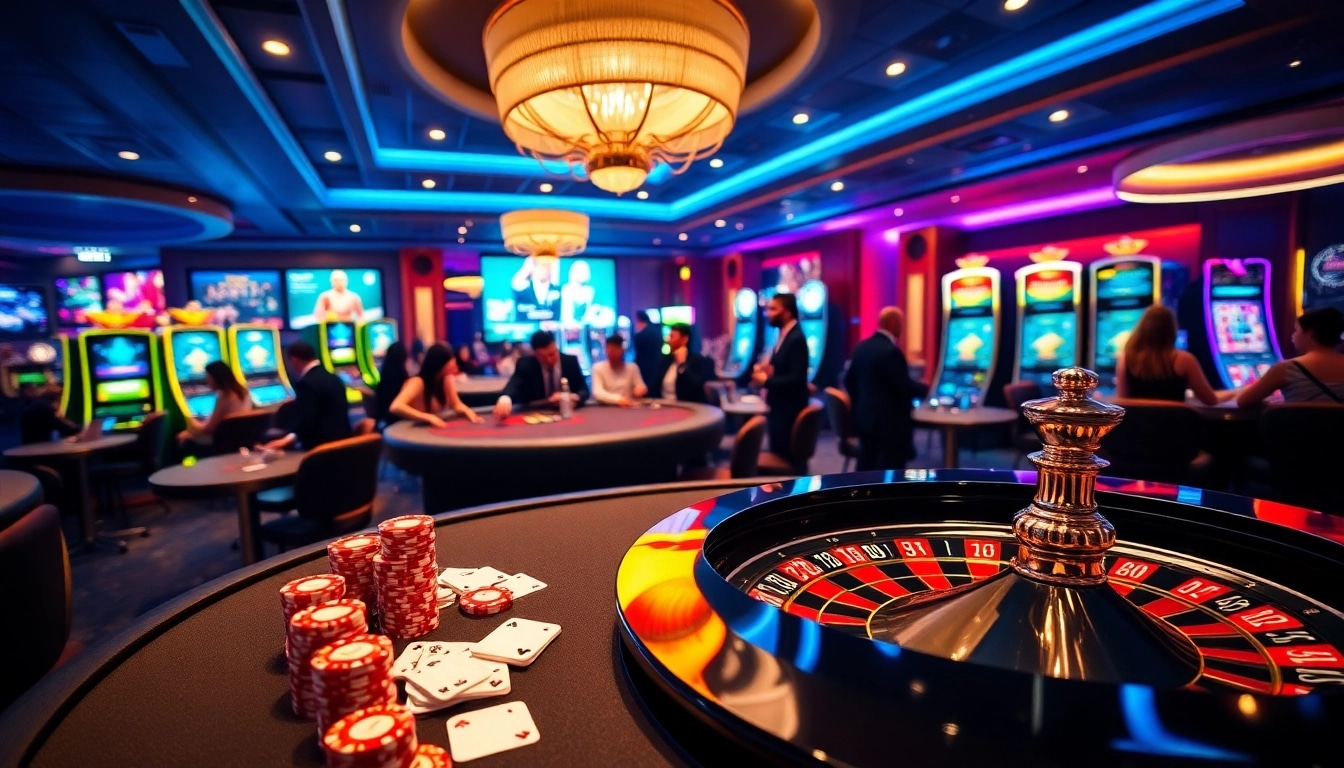 Experience high-stakes gambling action at https://topclub.website/ with vibrant poker chips and roulette wheels.