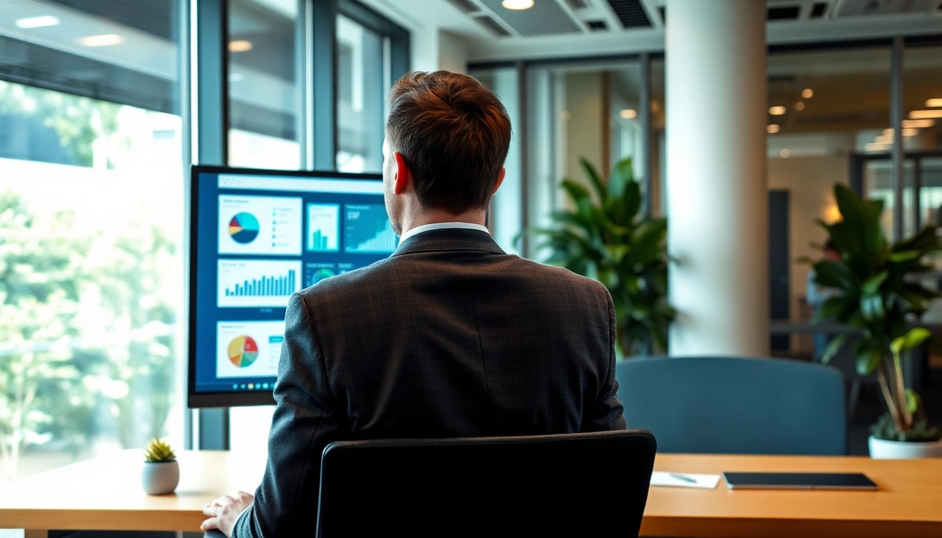 Headhunter IT analysiert Kandidaten in einem modernen Büro mit Grafiken.