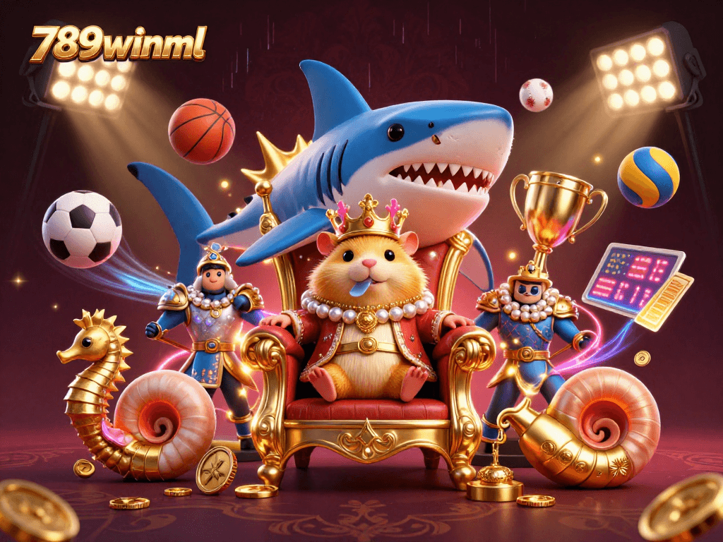 Engage in thrilling gameplay excitement at 789winml with a dynamic 3D illustration showcasing casino elements.