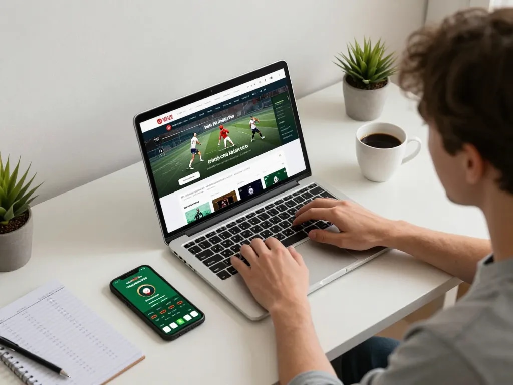 Engaging with kèo nhà cái on a modern desktop setup for online sports betting.