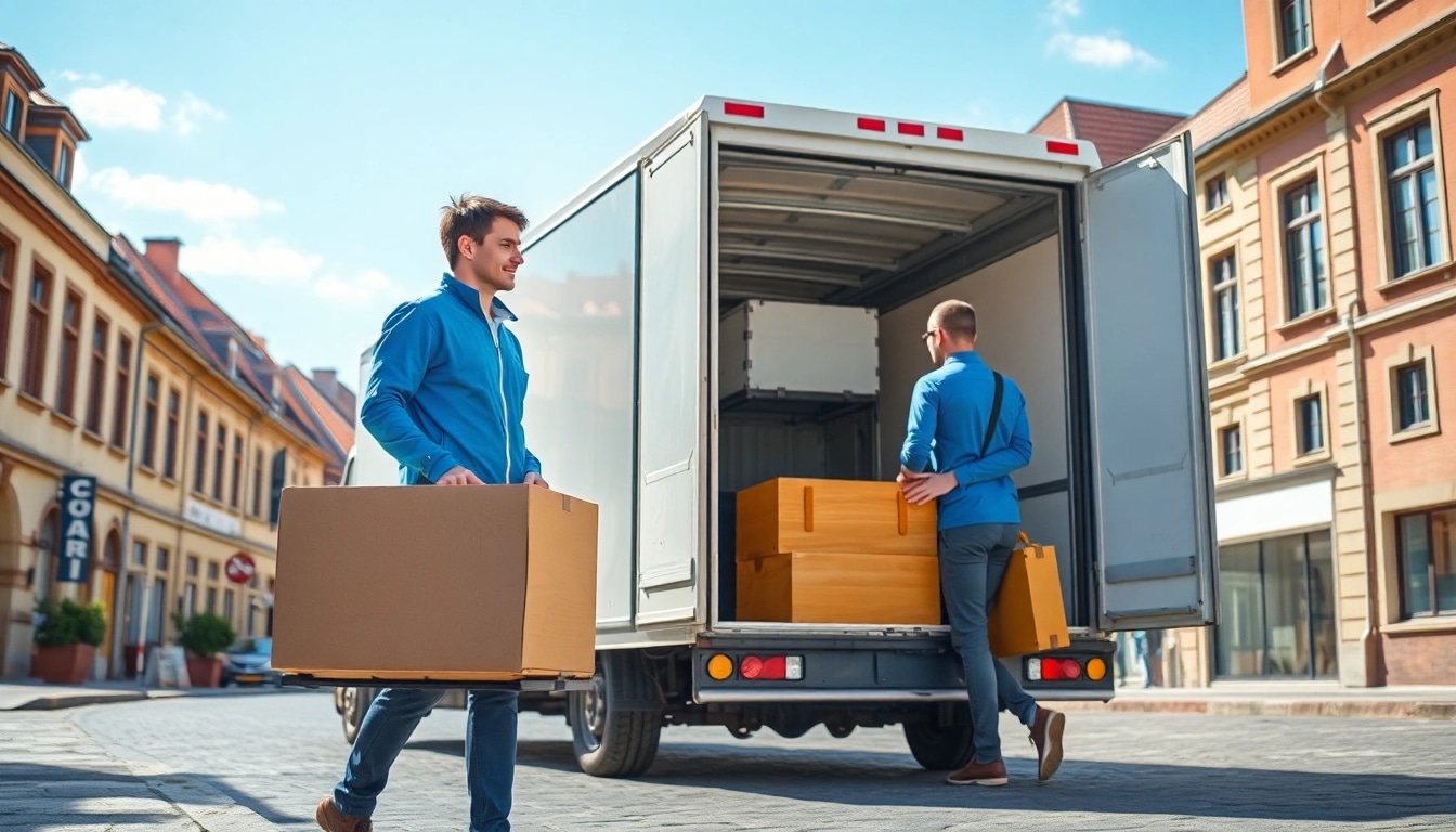 Umzugsunternehmen Saarbrücken: Professionelle Umzugshelfer verladen Möbel in einem Umzugswagen.