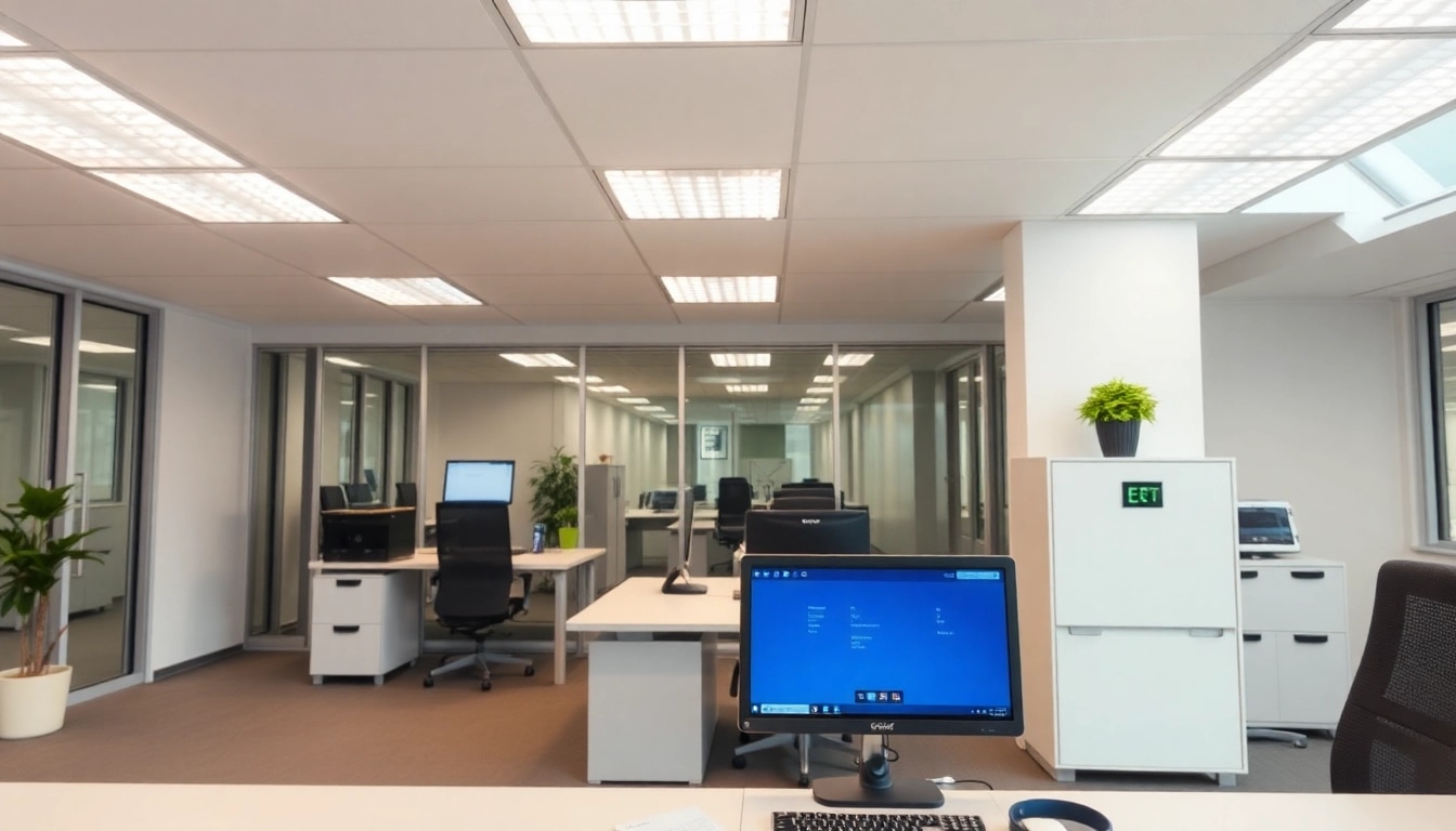 Prüfung der Sicherheit von Elektrogeräten gemäß DGUV V3 Prüfung in einem modernen Büro.