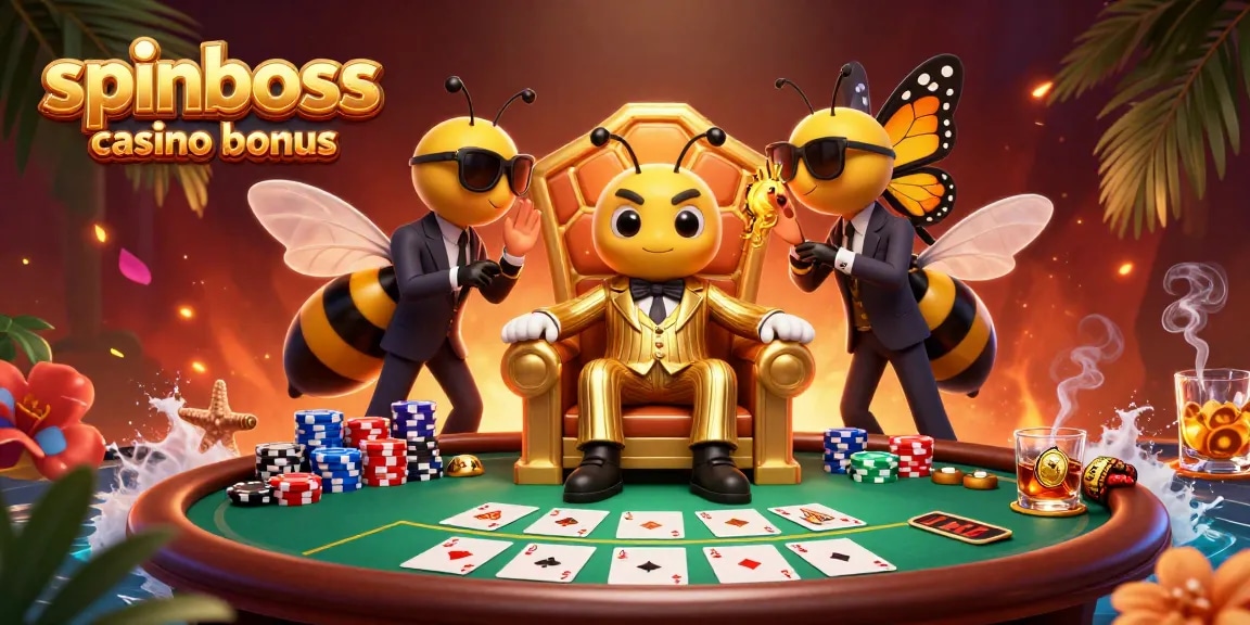 Überblick über den SpinBoss Casino Bonus mit aufregenden Spielelementen.