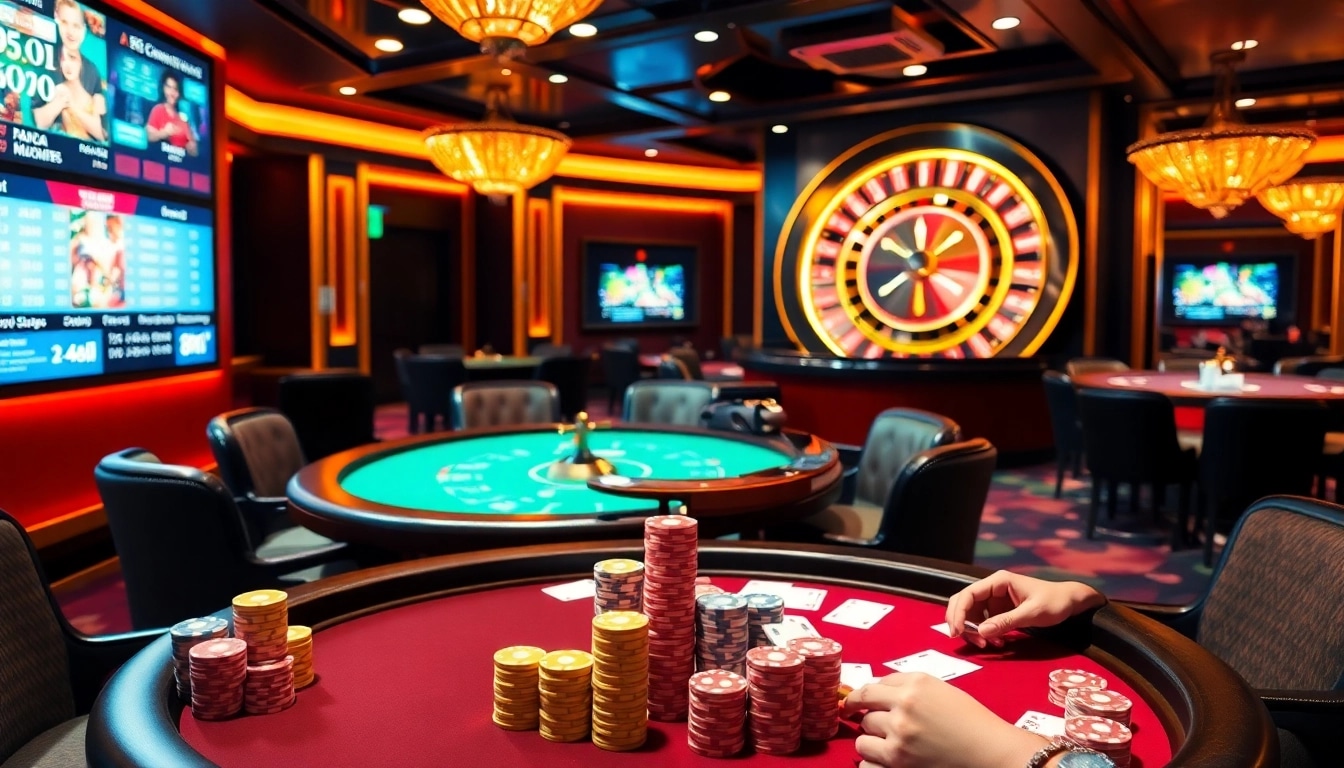 Experience the thrilling 88i game at an elegant casino with poker tables and vibrant decor.