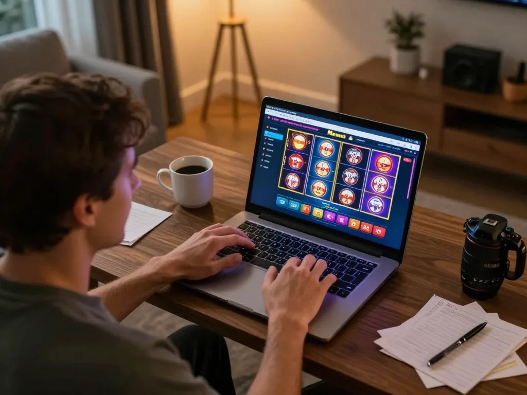 Player enjoying online games at Man 88 with dynamic gaming interface and cozy home atmosphere