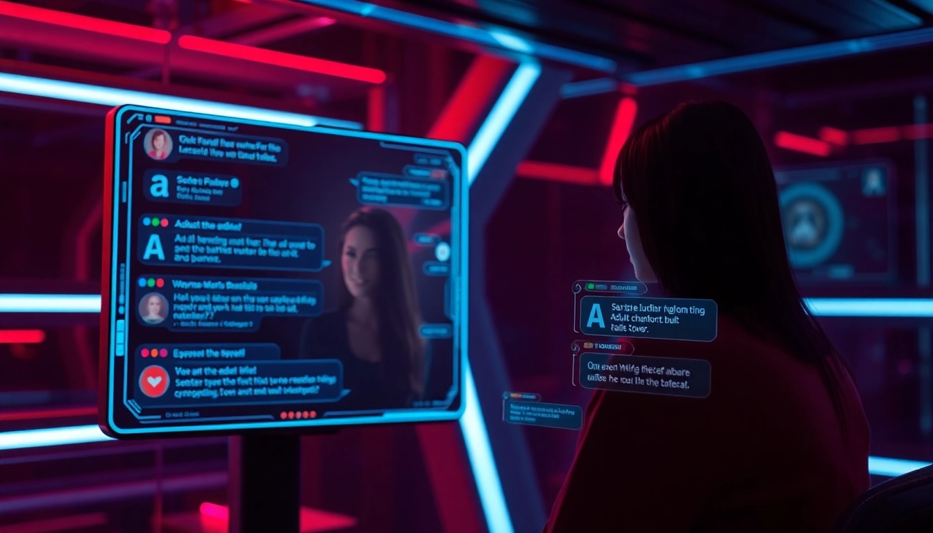 Porn AI chat showcasing an interactive futuristic chat interface with engaging AI character responses.