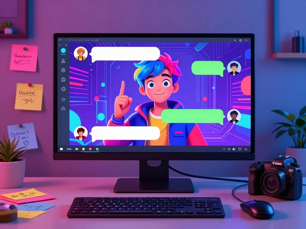 Interactive hentai ai chat interface with animated character in a vibrant digital environment.