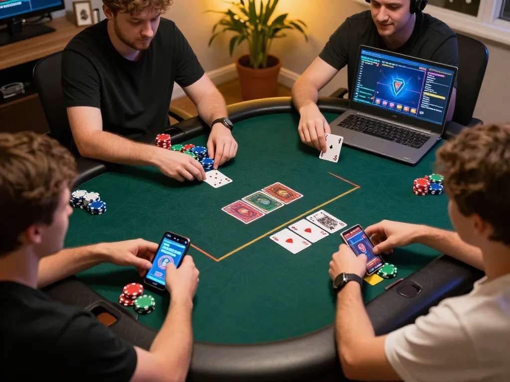Experience engaging gameplay at 79so do online poker table with colorful chips and cards.