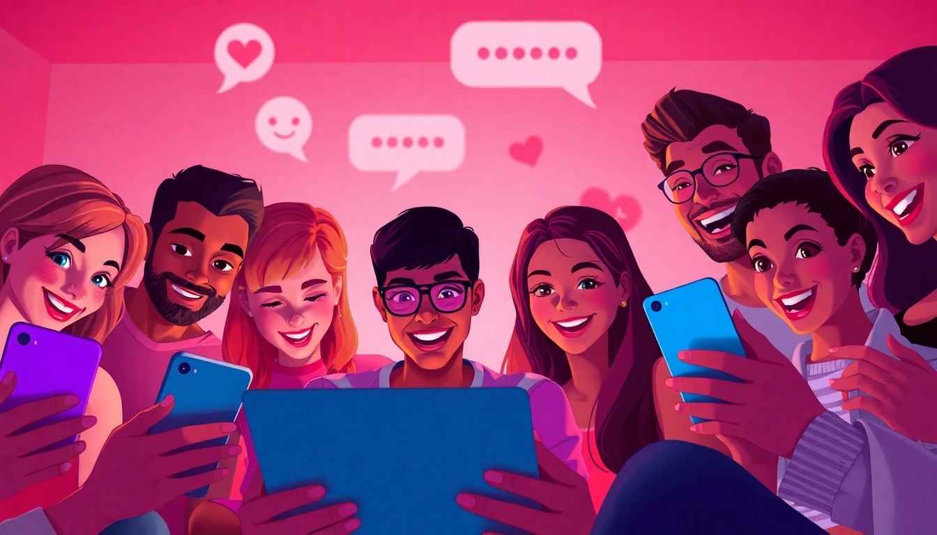 Exciting interactions in vibrant sex chat environments showcasing diverse individuals engaged in online conversations.