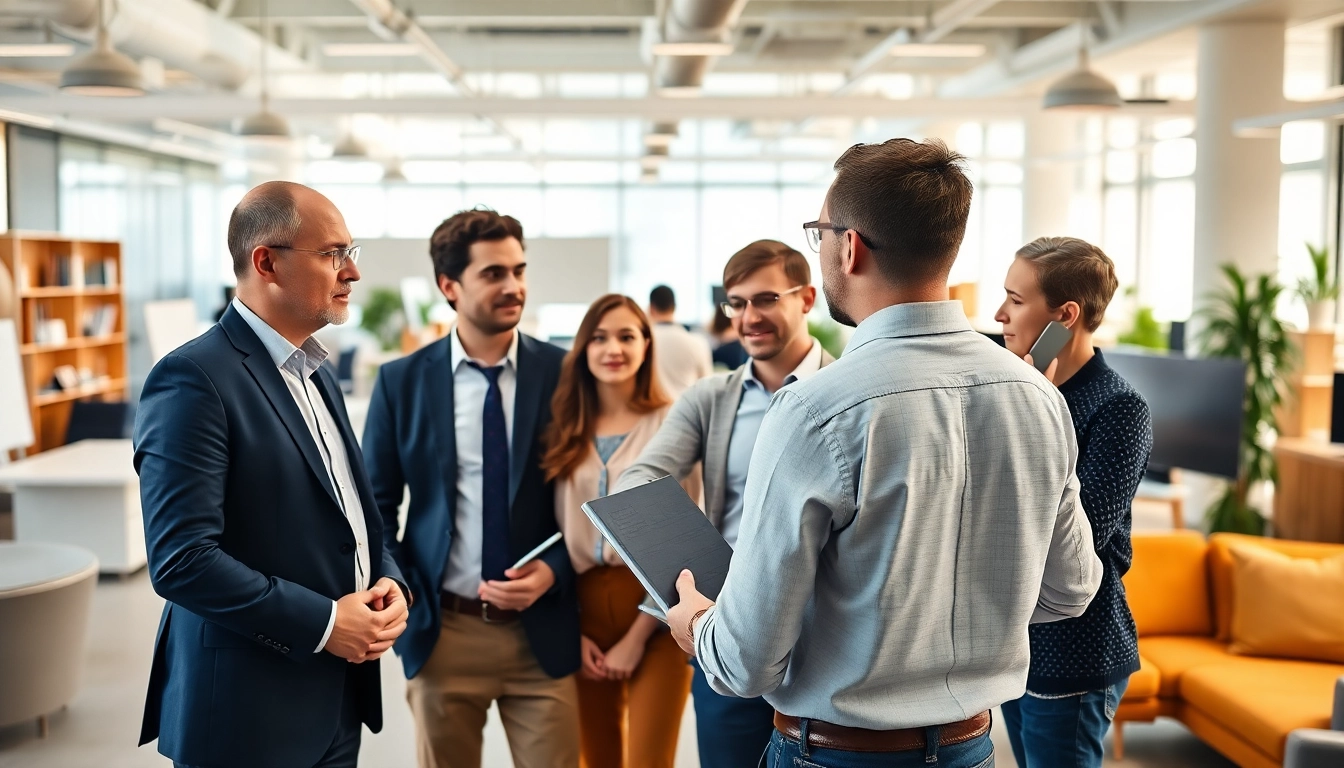 Headhunter Ingenieure in an office discussing career opportunities with candidates.