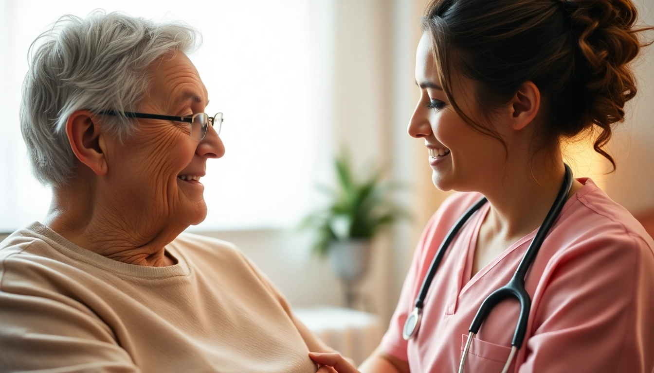 Engaging Pflegefachkraft in Hameln providing care to an elderly patient, showcasing dedication and compassion.