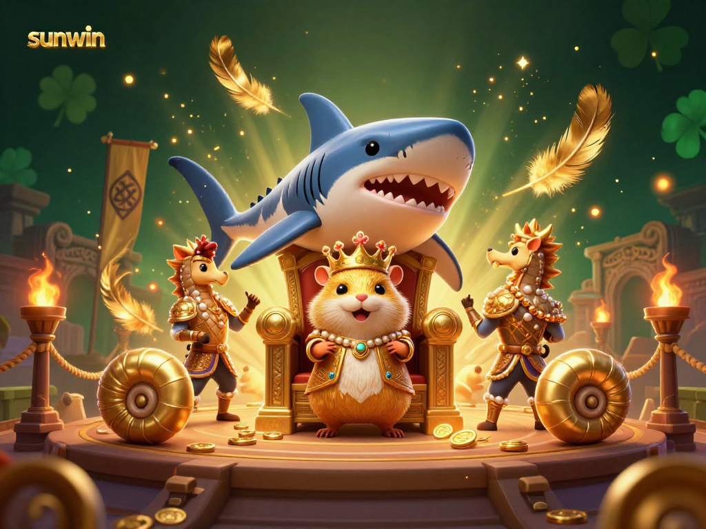 sunwin brings a fierce golden hamster king to life in a vibrant, action-packed casino scene