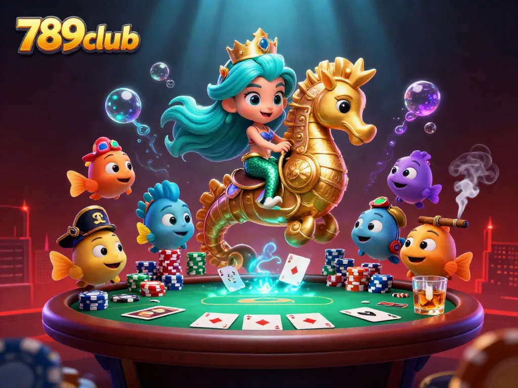 Engage in thrilling gameplay at 789club with our vibrant 3D cartoon casino scene featuring unique elements.
