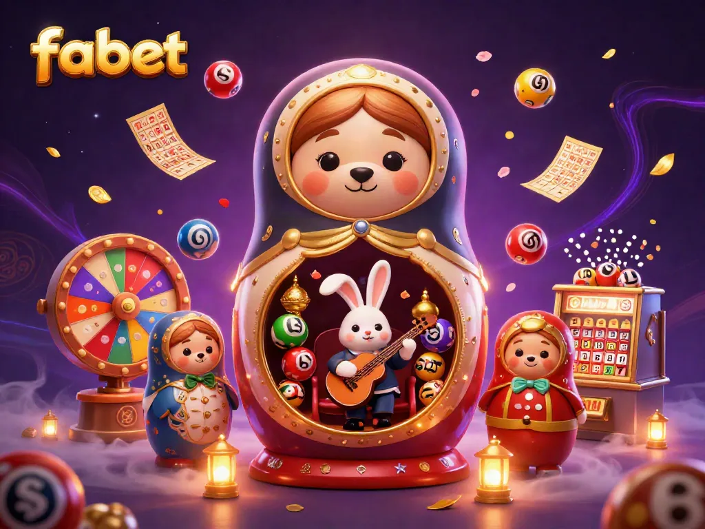 Experience the vibrant energy of fabet with colorful lottery elements and animated casino characters.