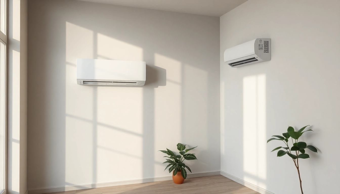 Efficient Klimaanlagen unit enriching a modern living space with a serene atmosphere.