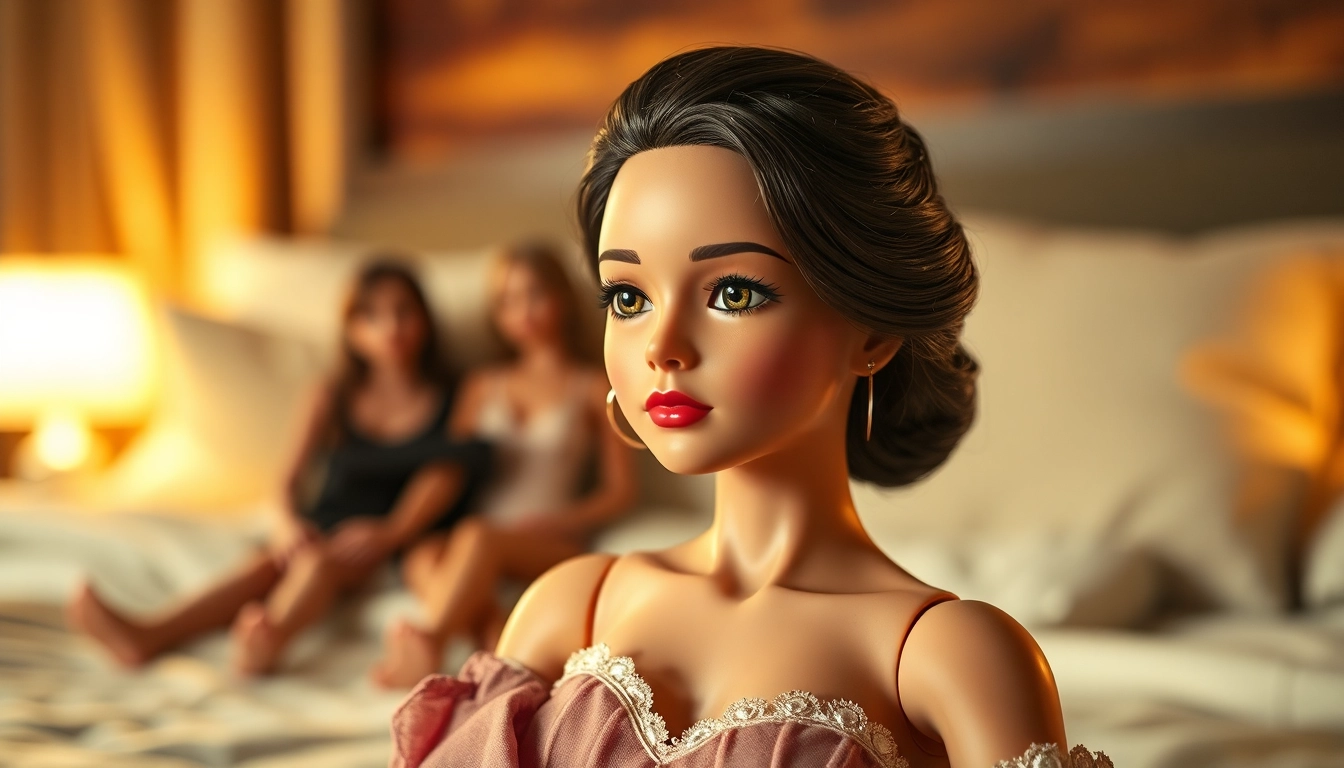 Verführerische Love Dolls in einer einladenden Umgebung, die Intimität und Eleganz ausstrahlen.