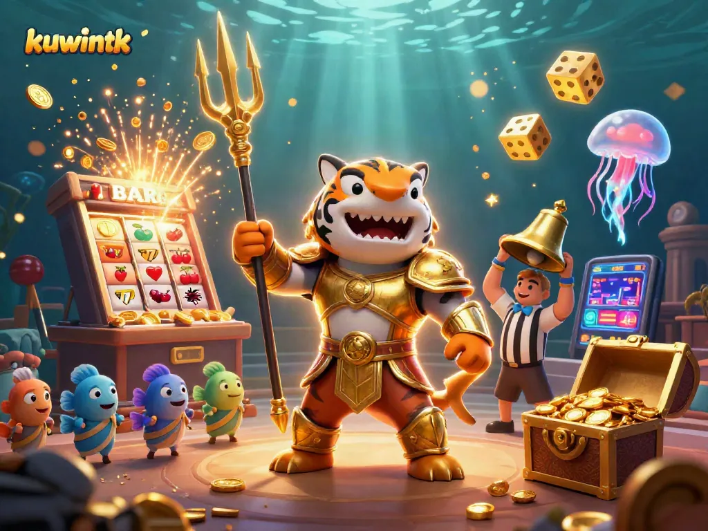 Experience the excitement of kuwintk's underwater casino scene with vibrant characters and dynamic game elements.