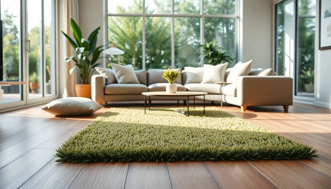 Die Hanfmatte in einem modernen Wohnzimmer schafft eine einladende Atmosphäre.