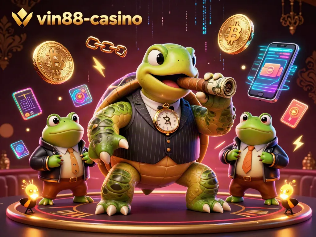 Experience thrilling wagers at vin88-casino with a vibrant 3D casino scene, showcasing characters in action.