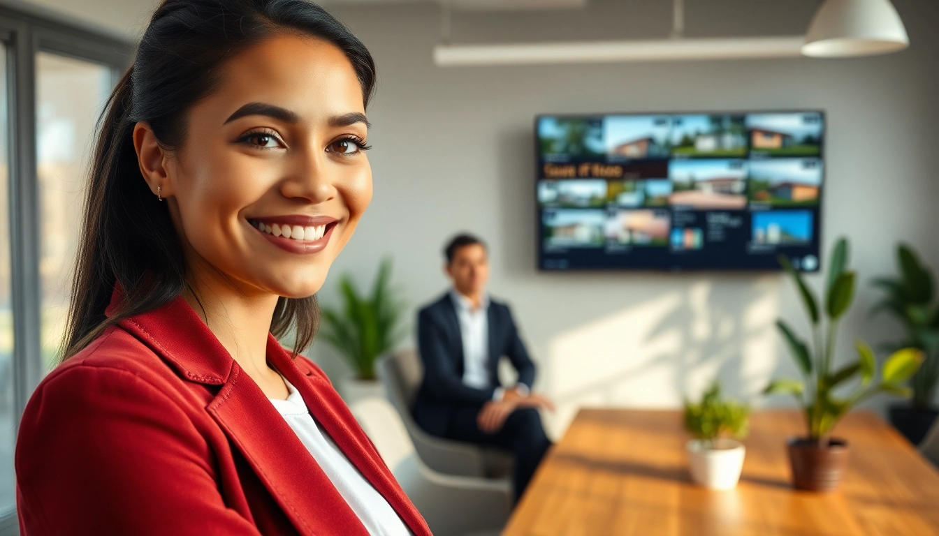 Immobilienmakler Frankfurt Preungesheim präsentiert Immobilien in einem modernen Büro.