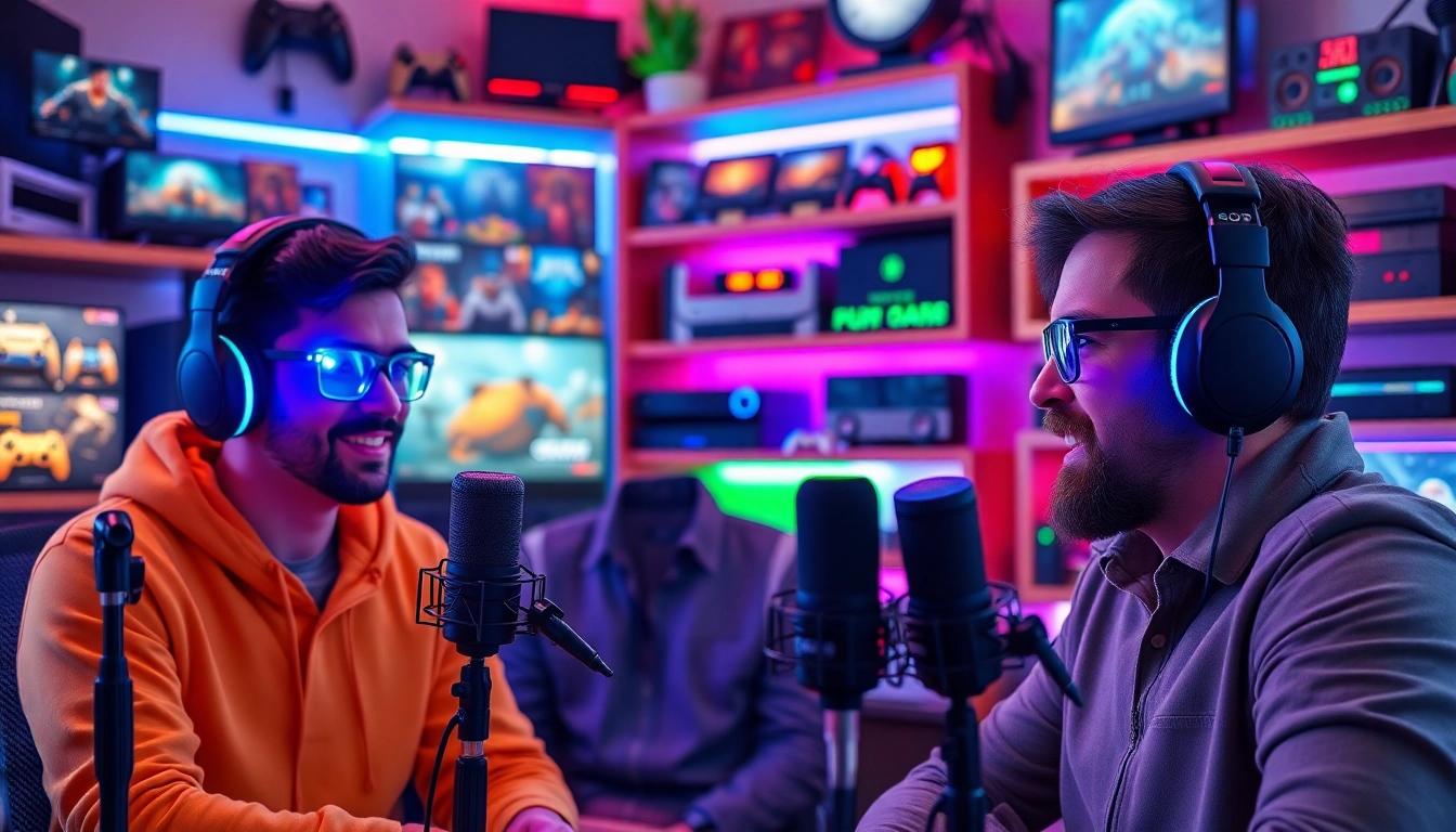 Erleben Sie einen spannenden Gaming Podcast mit leidenschaftlichen Gastgebern in einem modernen Studio.