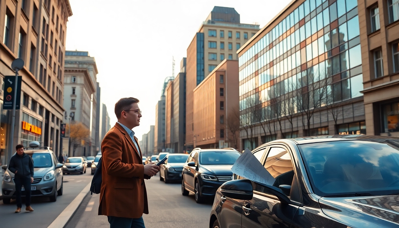 Kfz gutachter berlin providing expert consultation on a vehicle accident in a vibrant Berlin setting.