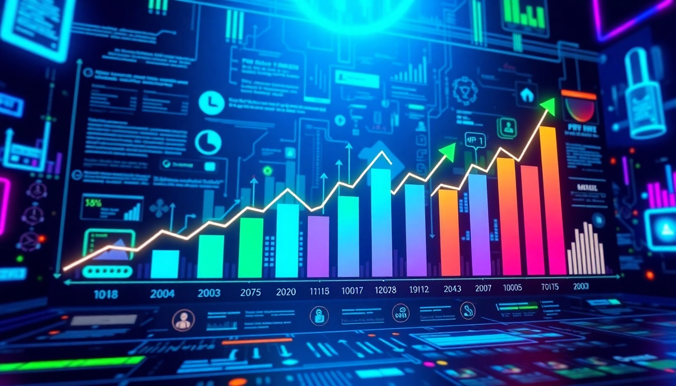 Erforschen Sie Internet Trends mit dynamischen Graphen und Statistiken, die technologische Entwicklungen anzeigen.