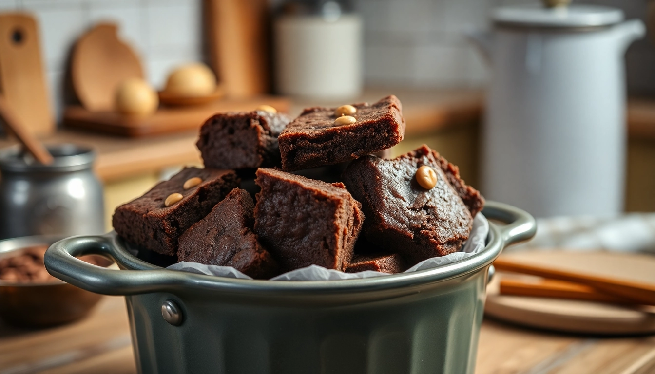 Leckere Bud Brownies, frisch gebacken und verführerisch angerichtet für ein unwiderstehliches Dessert.