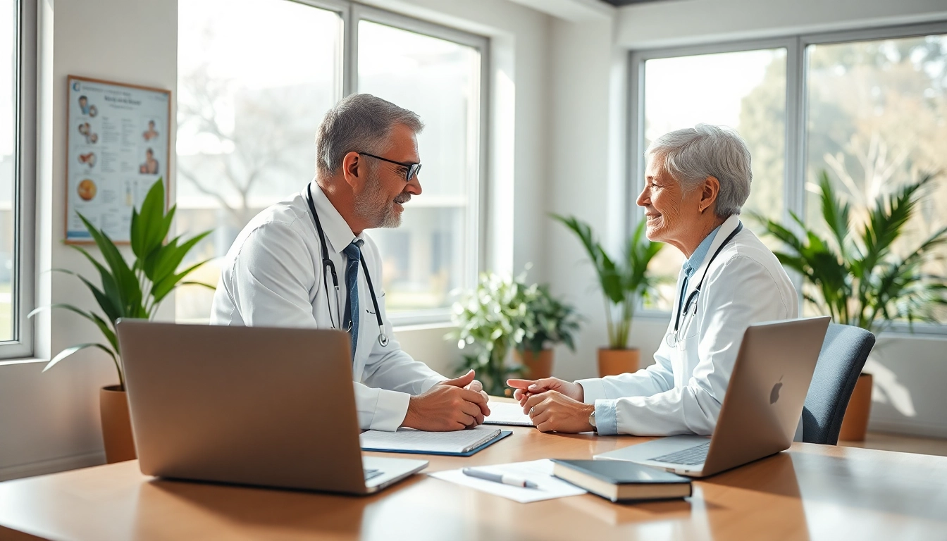 driada medical Behandlungsansatz zwischen Arzt und Patient in einer professionellen medizinischen Umgebung.