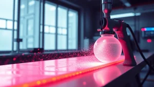 Polymethylmethacrylat im Spritzguss zeigt klare, transparente Produkte während des Produktionsprozesses.