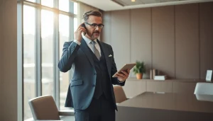 Headhunter CEO bei der Arbeit in einem modernen Büro, das Professionalität und Erfolg ausstrahlt.