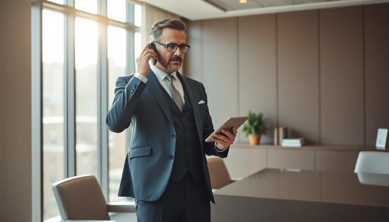 Headhunter CEO bei der Arbeit in einem modernen Büro, das Professionalität und Erfolg ausstrahlt.
