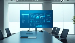 Visualisiere die Benutzeroberfläche von Windows Server 2025 COA in einem modernen Büro mit Bildschirm und Geräten.