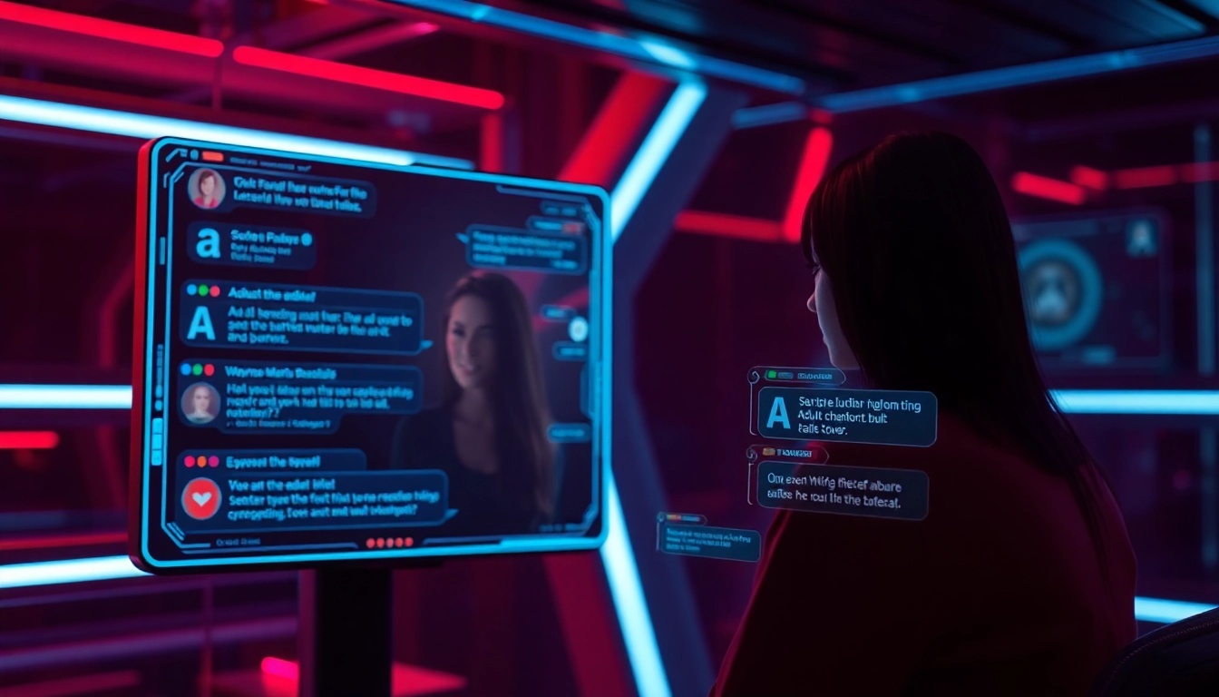 Porn AI chat showcasing an interactive futuristic chat interface with engaging AI character responses.