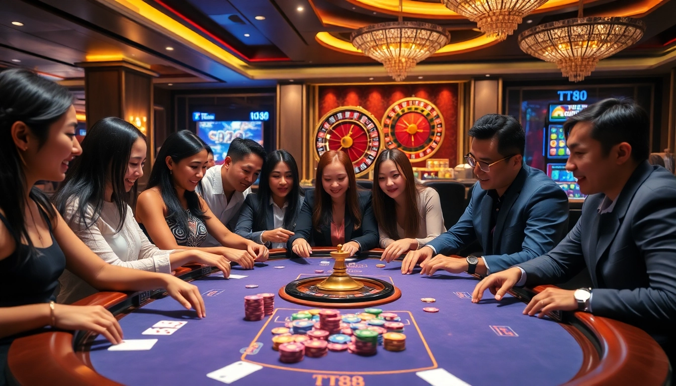 TT88 gaming table showcasing engaged players enjoying a luxurious casino experience.