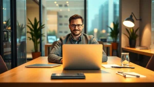 Headhunter Gastronomie präsentiert seine Expertise in einem modernen Büro mit Gastronomie-Elementen.