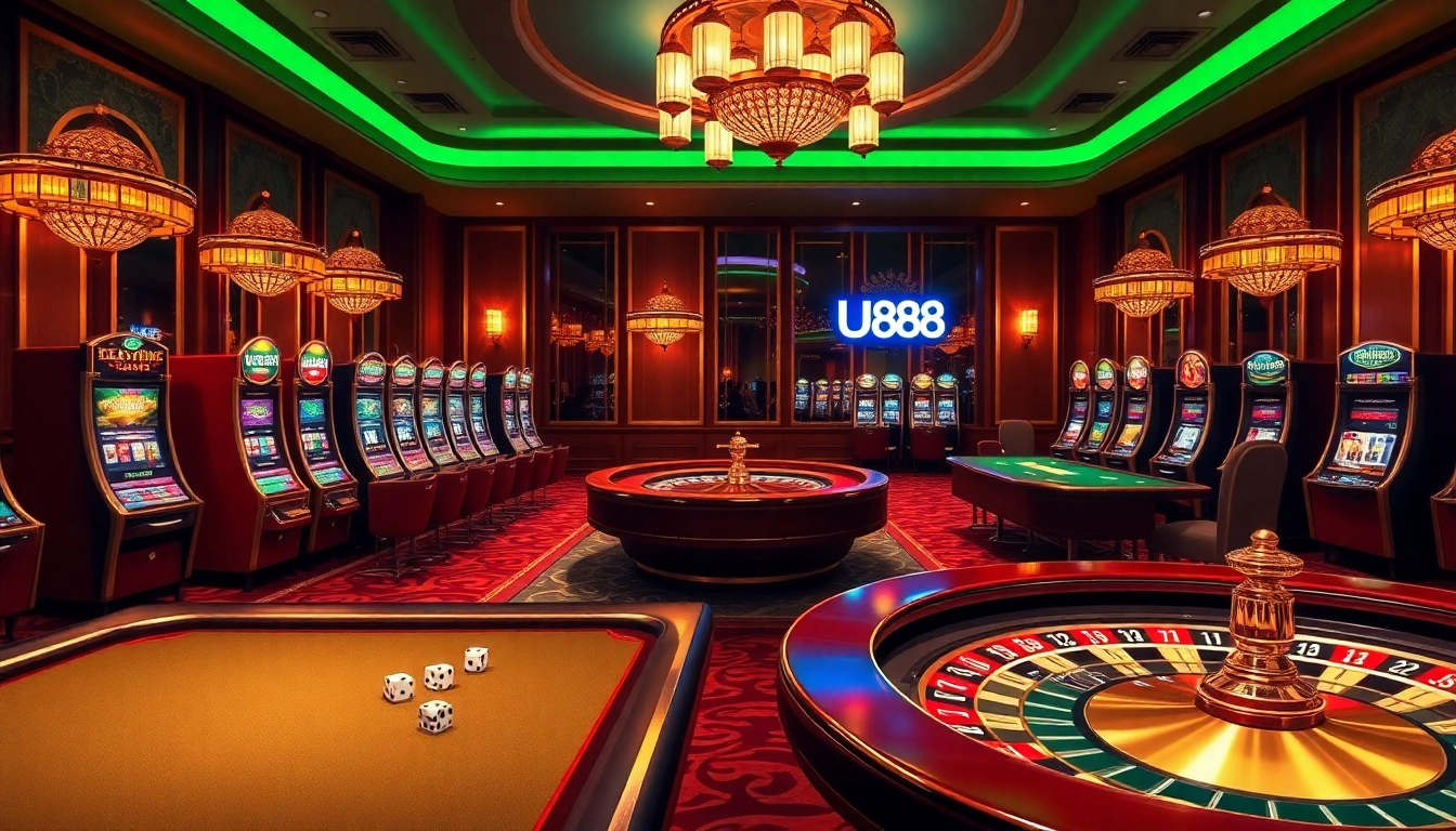 Experience thrilling gameplay at U888's luxurious online casino with vibrant slot machines.
