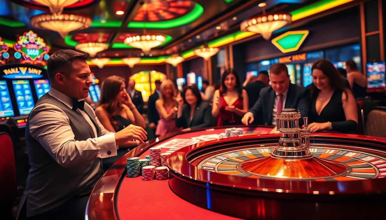 Gamblers engaging at a luxurious casino table focused on 88i, featuring poker chips and roulette.