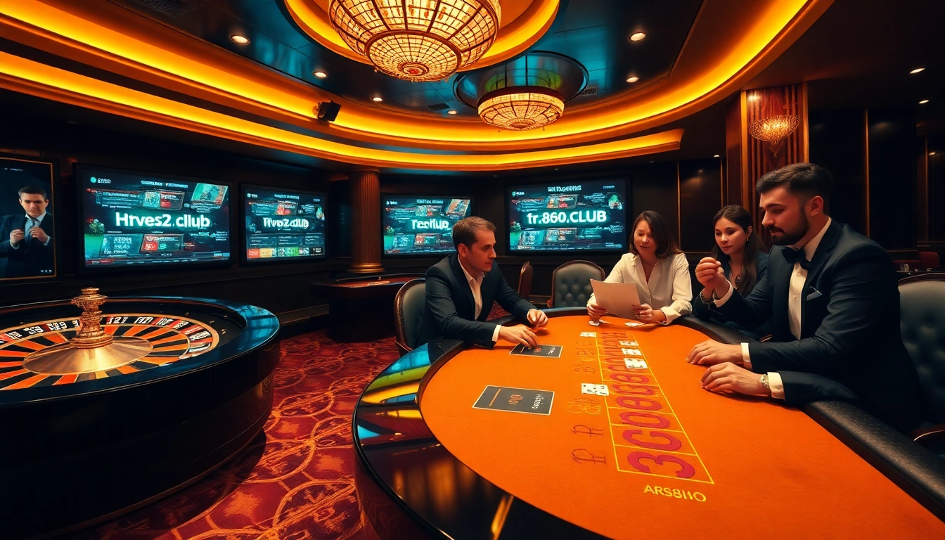 Experience the excitement of high-stakes gaming at https://tr888.club/ with a luxurious poker table and roulette wheel.